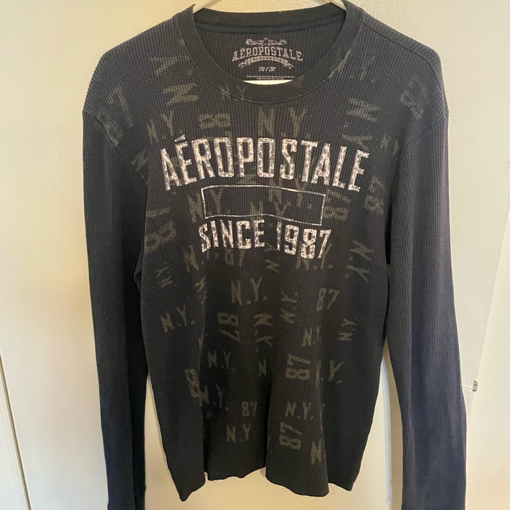 Aeropostale Dark Gray Waffle Knit Shirt